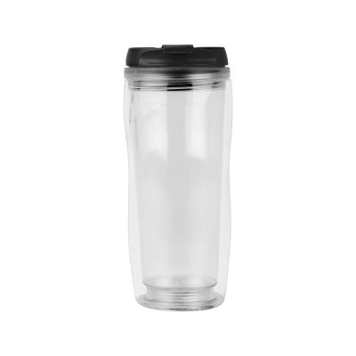 Термокружка Mony 400мл, под цифровую печать, прозрачный/черный-3