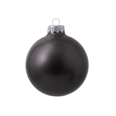 Стеклянный елочный шар Christmas bauble, черный металлик, с серебристым колпачком в черной коробке-0