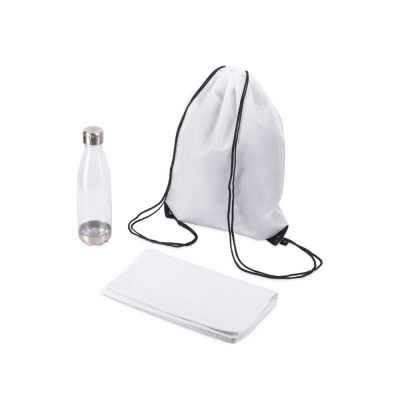 Спортивный набор с бутылкой и полотенцем Beginner, белый-0