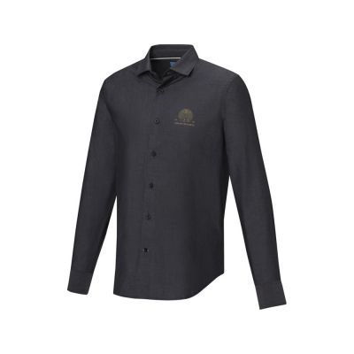 Cuprite Мужская рубашка с длинным рукавом, изготовленная из натуральных материалов, которые отвечают стандарту GOTS - сплошной черный-6