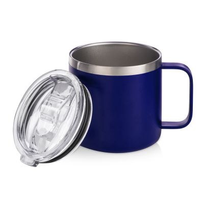 Кружка стальная Alaska с крышкой слайдером, powder coating, синий-1