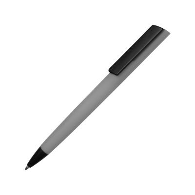 Ручка пластиковая soft-touch шариковая Taper, серый/черный-0