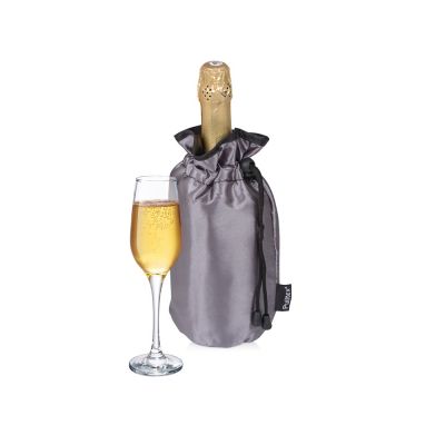 Охладитель для бутылки шампанского Cold bubbles из ПВХ в виде мешочка, серебристый-0