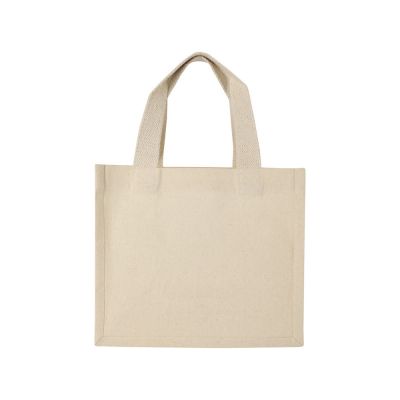 Мини эко-сумка Odessa с клинчиком, изготовленная из переработанного хлопка, сертифицированного согласно GRS, плотностью 220 г/м², объемом 9 л - Натуральный-2