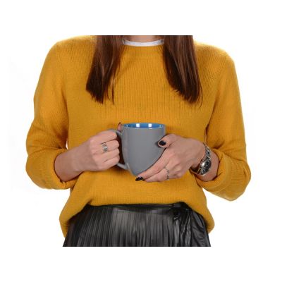 Кружка керамическая Gracy 450мл, серый/голубой-2