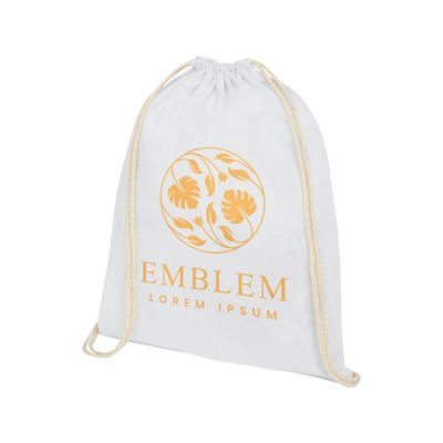 Рюкзак со шнурком Oregon хлопка плотностью 140 г/м2, белый-3