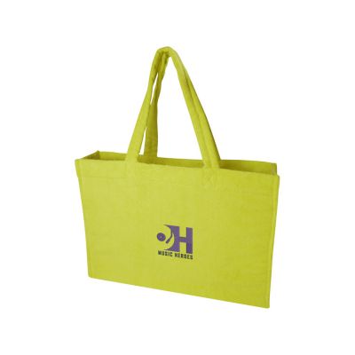 Пляжная эко-сумка Siam объемом 13 л из переработанной махровой ткани, сертифицированной GRS - Лайм-3