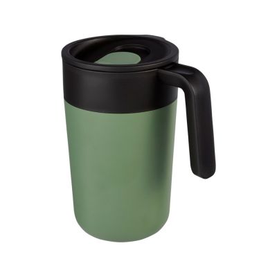 Кружка Nordia объемом 400 мл из переработанных материалов с двойными стенками, зеленый яркий-0