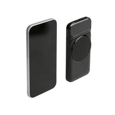 Магнитный беспроводной внешний аккумулятор со встроенными кабелями Мэни,быстаря зарядка, 10000 мАч, черный-1