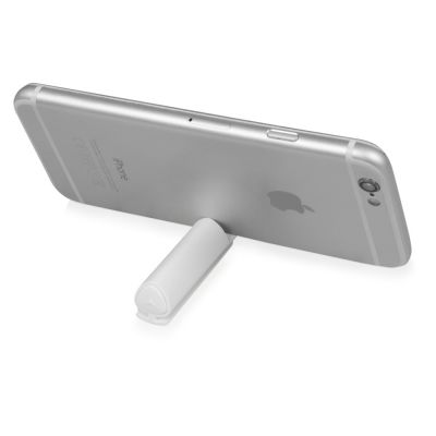 Ручка пластиковая шариковая трехгранная Nook с подставкой для телефона в колпачке, белый-6