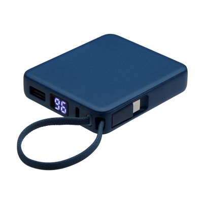 Внешний аккумулятор со встроенным кабелем USB-C Дэнси, 5000 мАч, темно-синий-1