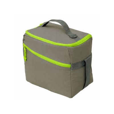 Изотермическая сумка-холодильник Neo Classic c контрастной молнией, серый/зеленое яблоко-7
