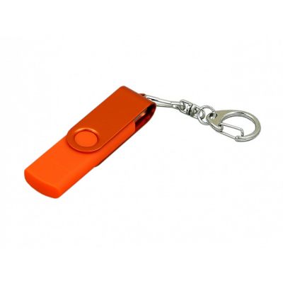 Флешка с поворотным механизмом, c дополнительным разъемом Micro USB, 16 Гб, оранжевый-0