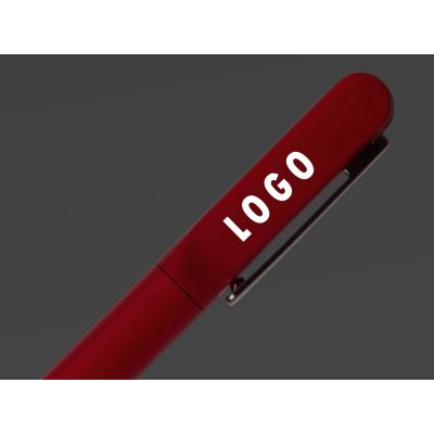 Металлическая шариковая ручка со светящимся логотипом Illuminata, красный-3