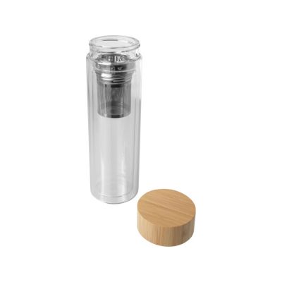 Bailey бутылка с емкостью для заваривания из борсиликатного стекла емкостью 400 мл с бамбуковой крышкой - прозрачный-2