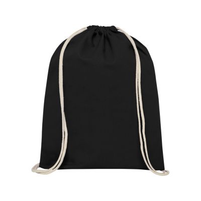 Рюкзак со шнурком Oregon хлопка плотностью 140 г/м2, черный-1