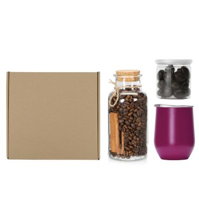 Подарочный набор с термокружкой, кофе и миндалем в шоколаде, винный-0