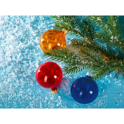 Стеклянный шар синий полупрозрачный, заготовка шара 6 см, цвет 61-3