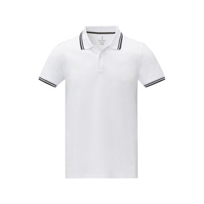 Amarago Мужское поло с коротким рукавом и контрастной отделкой, белый-1
