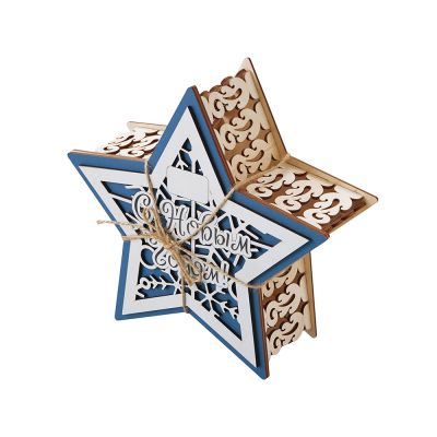 Шкатулка из фанеры в виде звезды Asteris, сине-серебристый-4