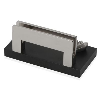 Подставка для визиток Круиз, серебристый/черный-1