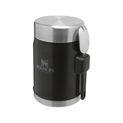 Банка для еды объемом 400 мл с ложкой-вилкой Stanley Legendary - черный матовый-1