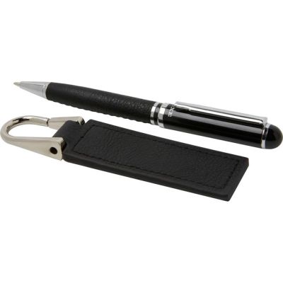 Verse Подарочный набор из шариковой ручки и брелока, черный-3