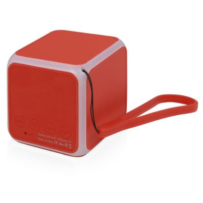 Портативная колонка Cube с подсветкой, красный-1