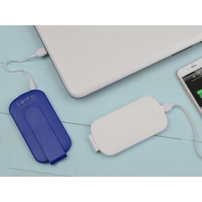 Портативное зарядное устройство Pin на 4000 mAh с большой площадью нанесения и клипом для крепления к одежде или сумке, синий-6