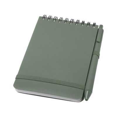 Блокнот Thalaasa формата А6 в твердой обложке из океанического пластика с шариковой ручкой - Зеленый яркий-0