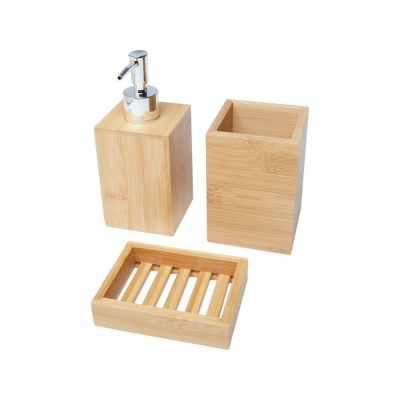 Набор из 3 аксессуаров из бамбука для ванной комнаты Hedon, natural-0