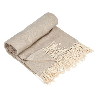 Плед Ёлочка 150х180 см. ПРЕМИУМ (бежевый однотонное)-1