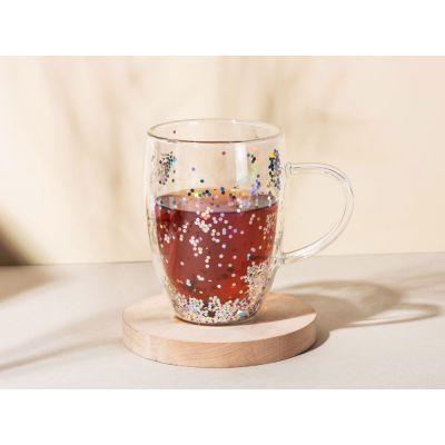 Кружка с двойными стенками с блестками, 360 мл, серебристый-4
