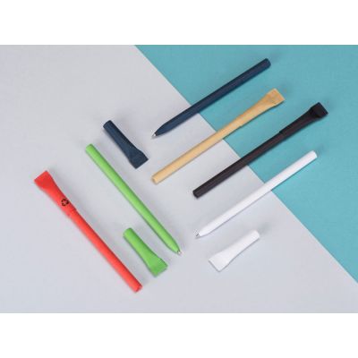 Ручка картонная с колпачком Recycled, зеленый классик-3