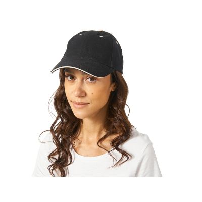 Бейсболка New Castle 6-ти панельная, черный/натуральный-2