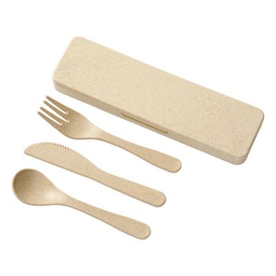 Набор столовых приборов Bamberg из бамбукового волокна, бежевый-4