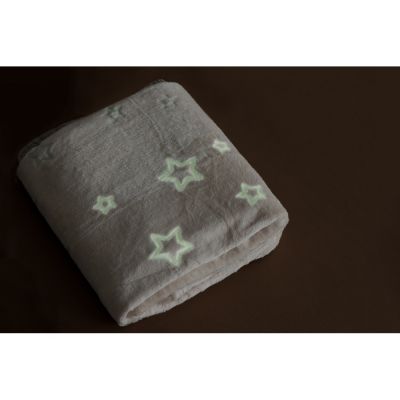 Плед из флиса Новогодний светящийся, бежевый-2