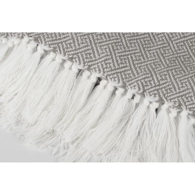 Плед акриловый Tassel с белой бахромой, бежевый-1