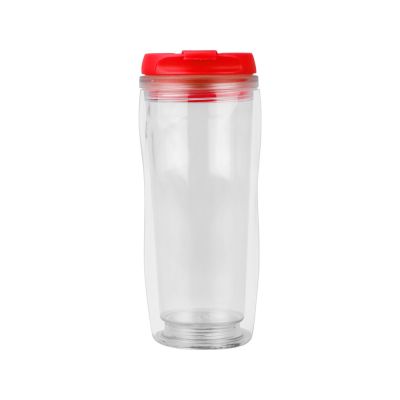 Термокружка Mony 400мл, под цифровую печать, прозрачный/красный-3