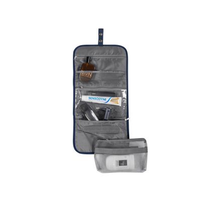 Несессер для путешествий со съемной косметичкой Flat, темно-синий-5