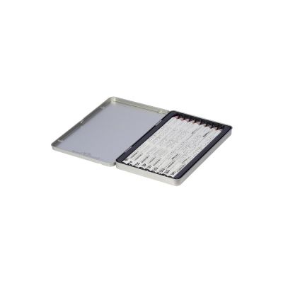 Набор чернографитовых карандашей  Sketch & Art  утолщенные,9 шт. hb-14b,  металлическая коробка с ложементом-1