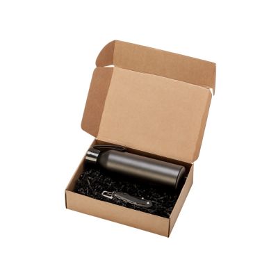 Подарочный набор с бутылкой для воды и ножом Tourist, черный-1