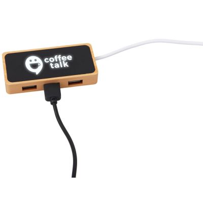USB хаб с подсветкой лого Reedia S5, 3*USB, 1*Type C, бамбук, черный-1