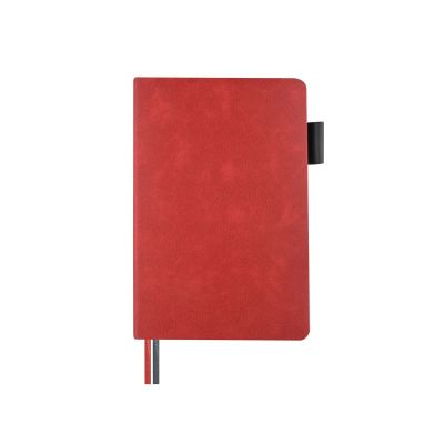 Блокнот А5 Boston, красный с серым срезом-3