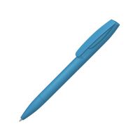 Шариковая ручка Coral Gum с прорезиненным soft-touch корпусом и клипом., голубой
