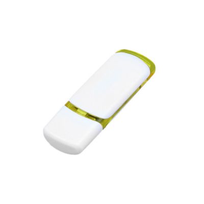 Флешка промо прямоугольной классической формы с цветными вставками, 16 Гб, белый/желтый-2