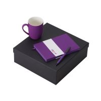 Подарочный набор с блокнотом С1, пластиковой ручкой и кружкой, фиолетовый