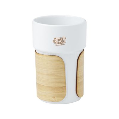 Fika стакан 340 мл с бамбуковым чехлом - Белый-3