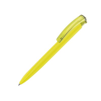 Ручка шариковая трехгранная UMA TRINITY K transparent GUM, soft-touch, желтый-0
