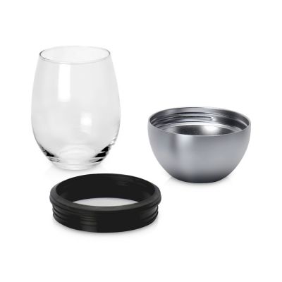 Тумблер для вина WINE KUZIE, серебристый-3